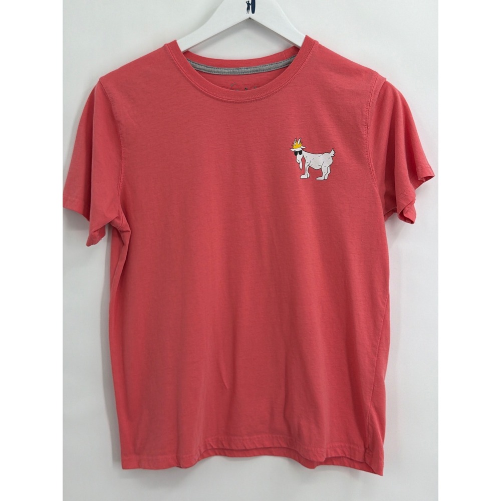 GOAT USA Mens Graphic T-Shirt Salmon Pink Crown Goat Logo Short Sleeve Size M